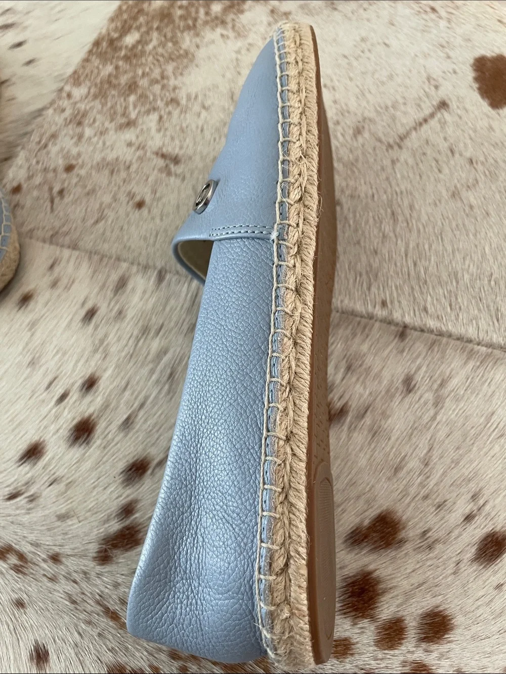 Michael Kors Light Blue Leather Espadrille Flats with Jute Trim
